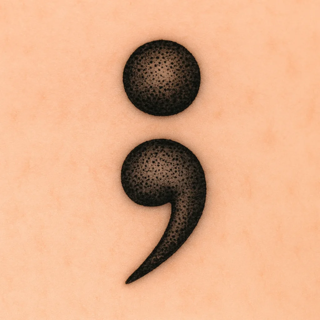Tatuagem de ponto e vírgula.