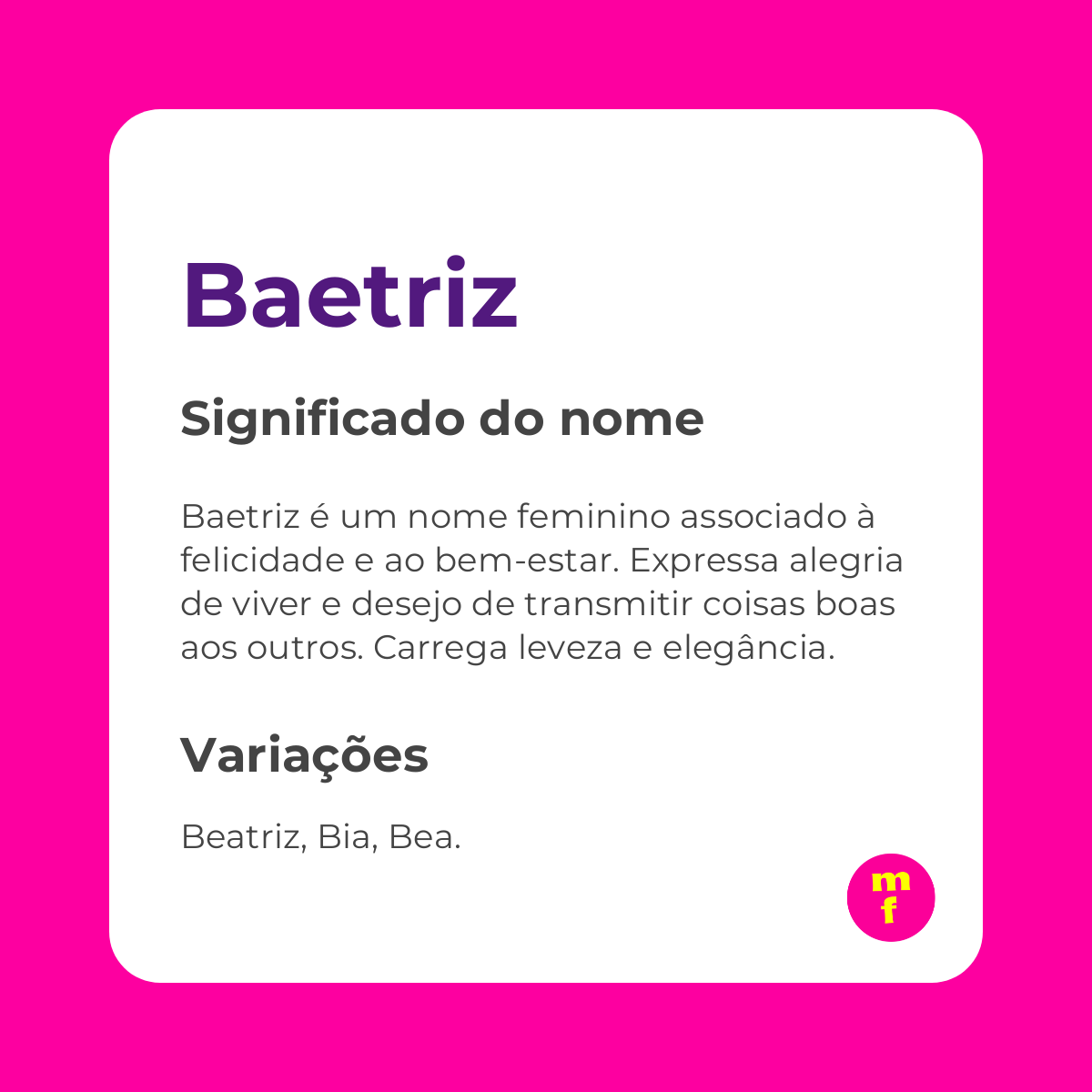 O que significa o nome Baetriz?