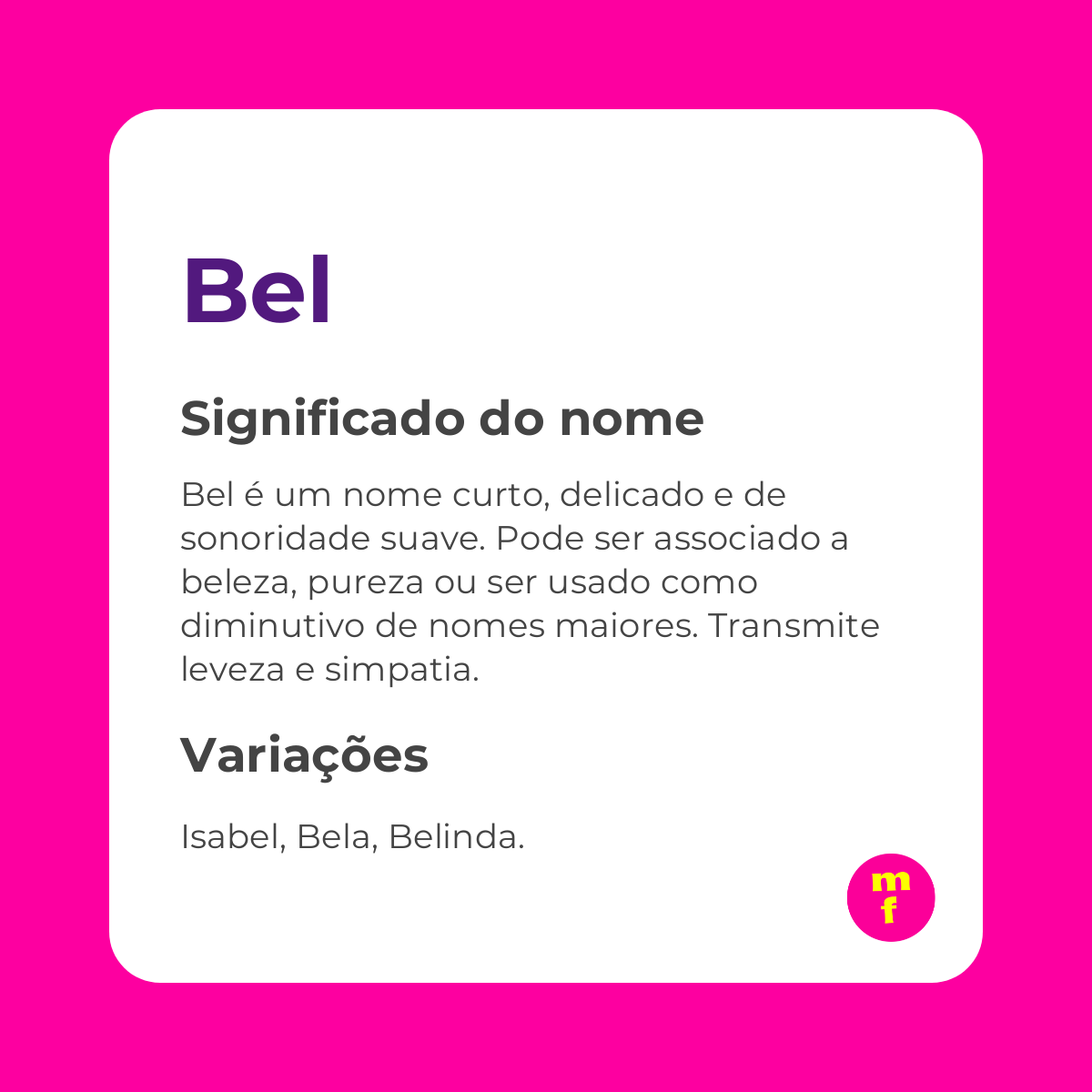 O que significa o nome Bel?