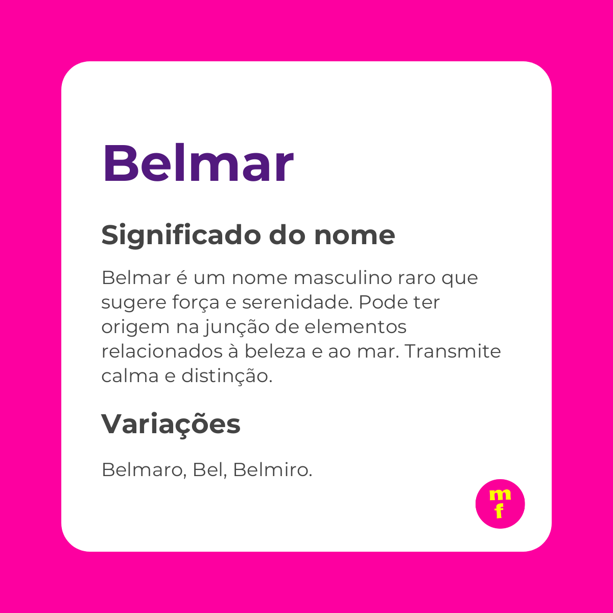 O que significa o nome Belmar?