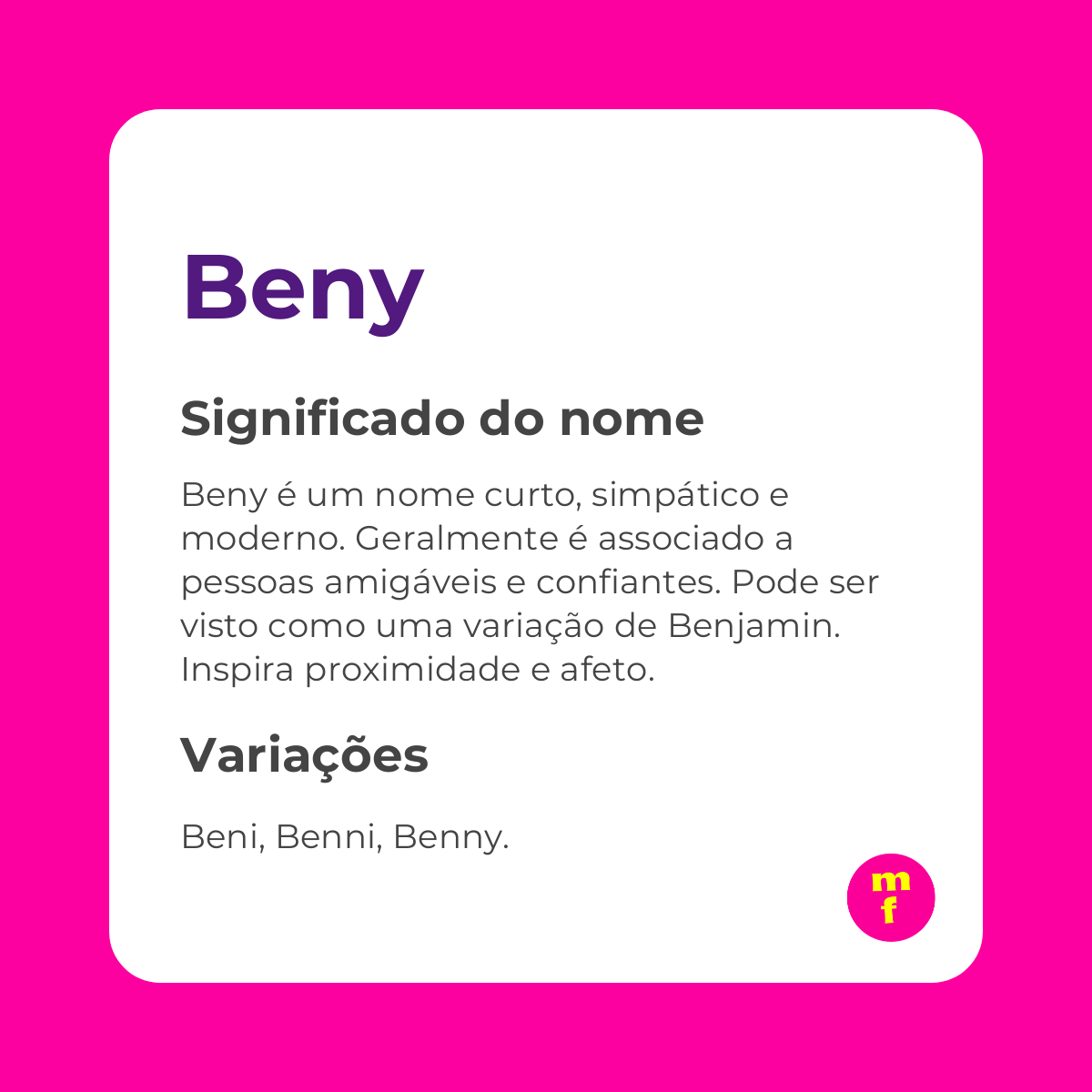O que significa o nome Beny? Descubra a origem, personalidade e curiosidades