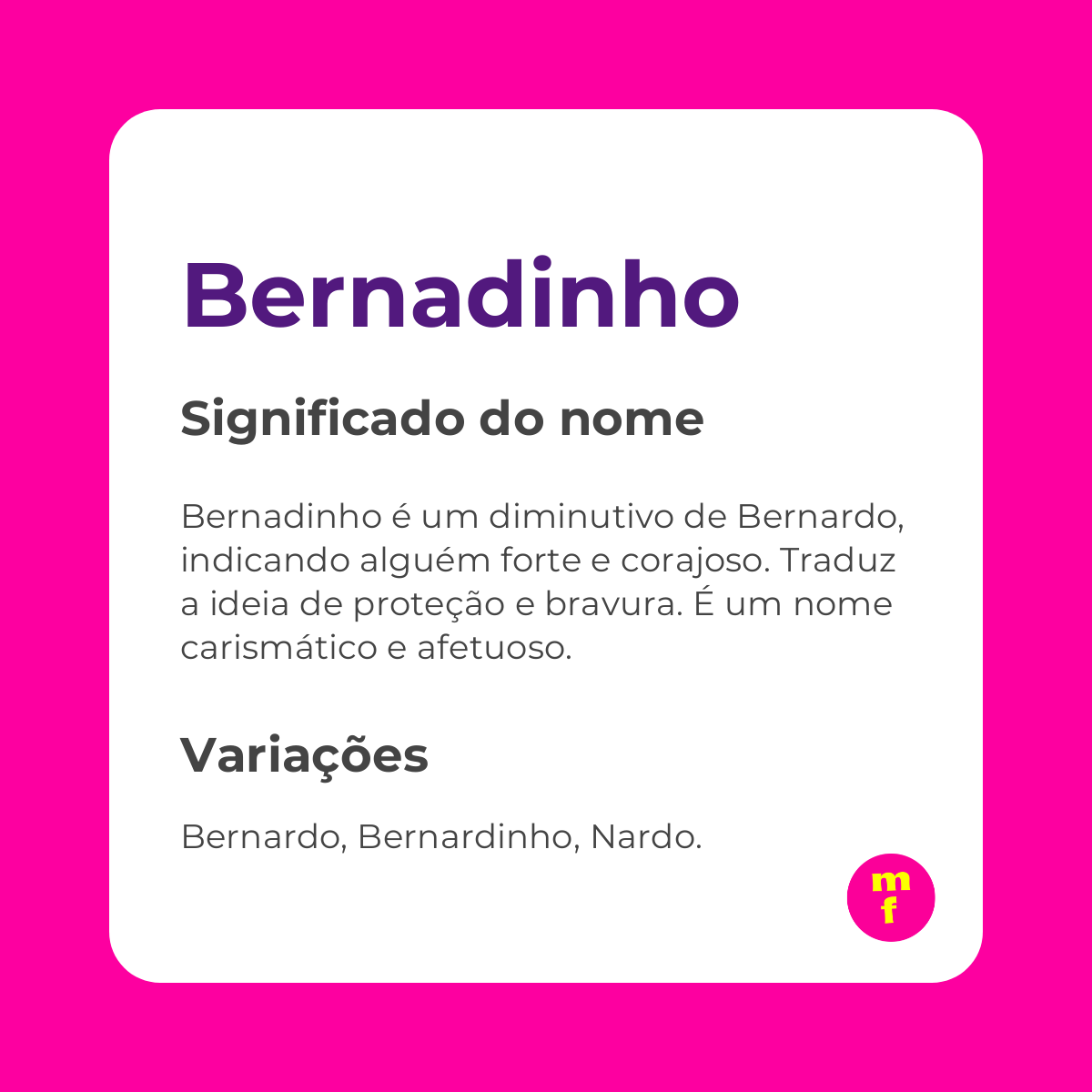 O que significa o nome Bernadinho? Descubra a origem, história e curiosidades
