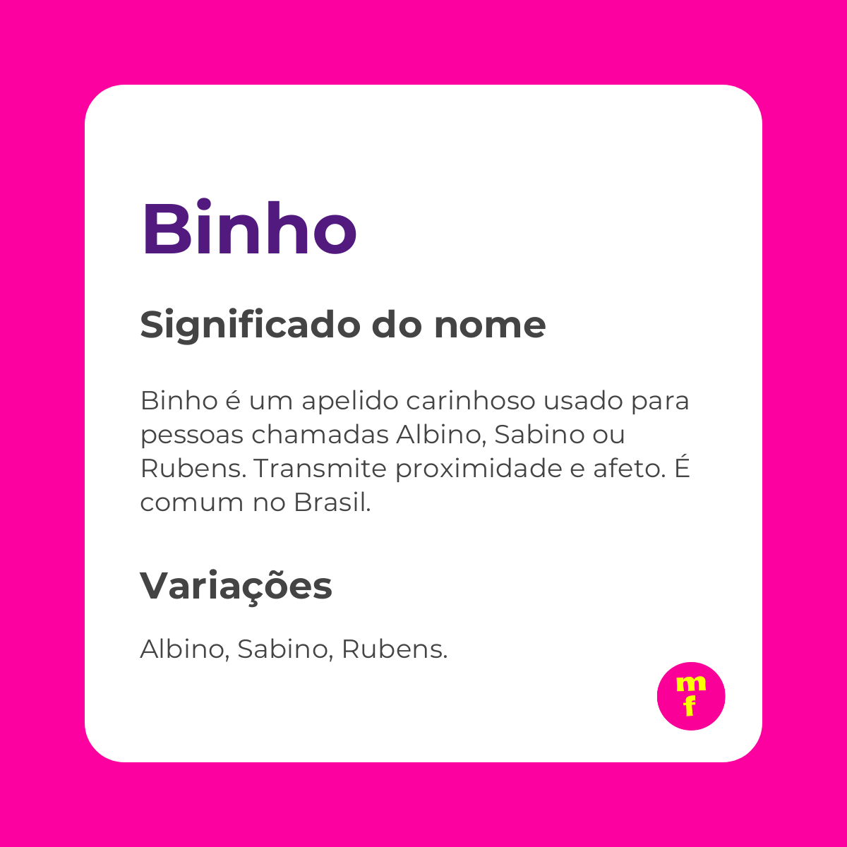 O que significa o nome Binho? Descubra a origem, curiosidades e personalidade
