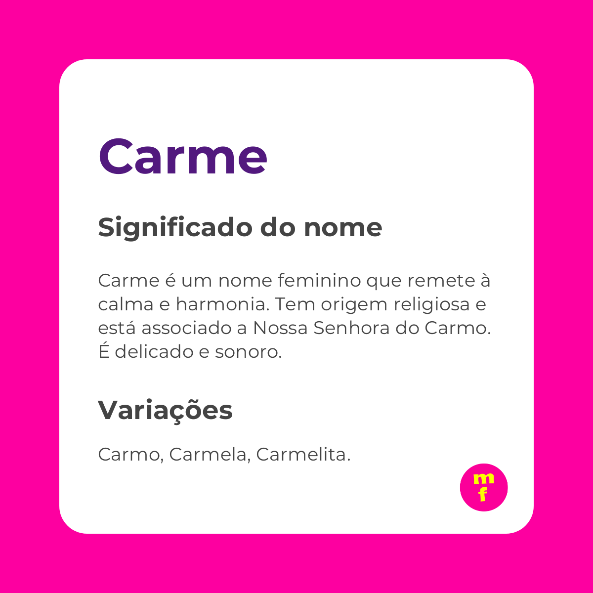 O que significa o nome Carme? Descubra a origem, história e curiosidades