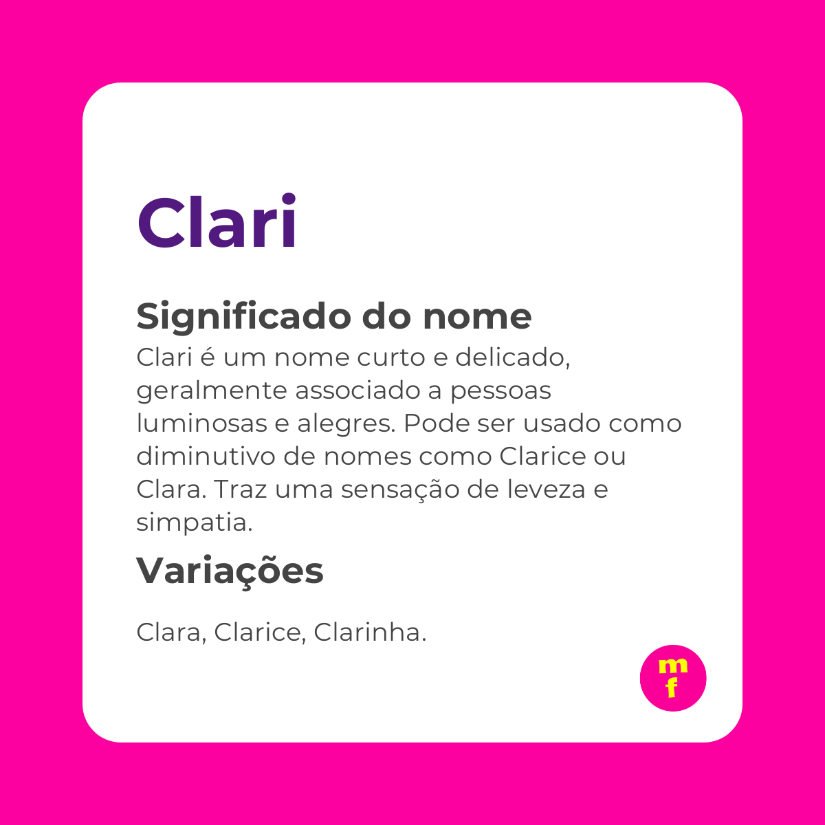 O que significa o nome Clari? Descubra sua origem, história e curiosidades