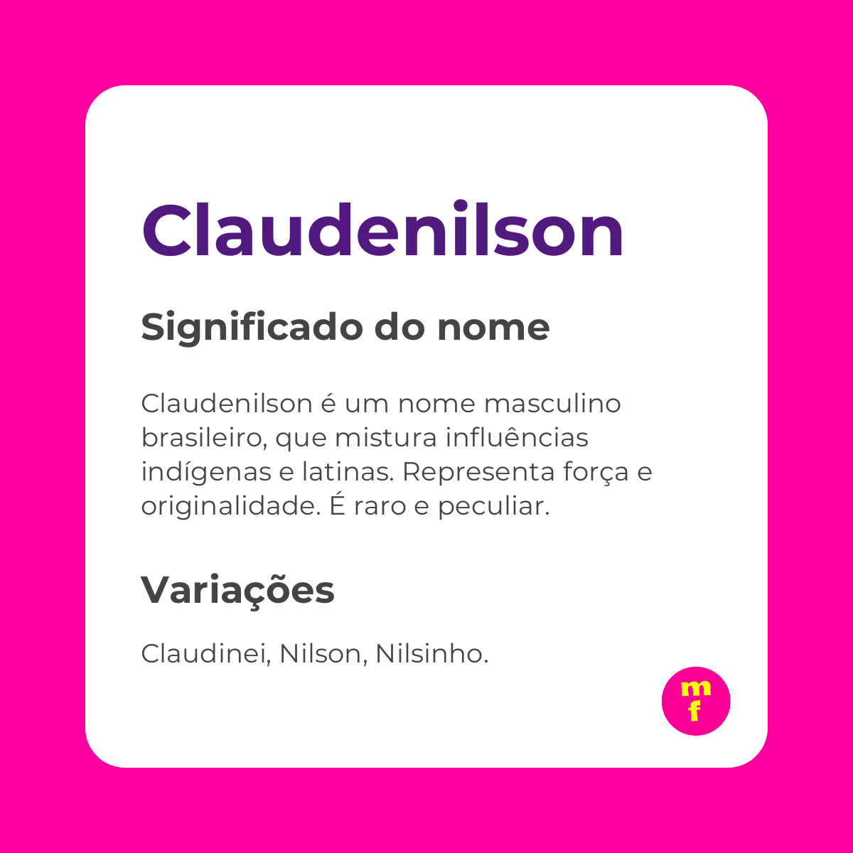 O que significa o nome Claudenilson?