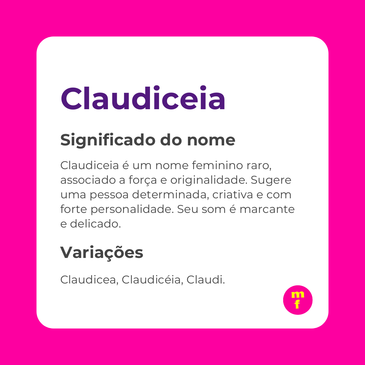 O que significa o nome Claudiceia?