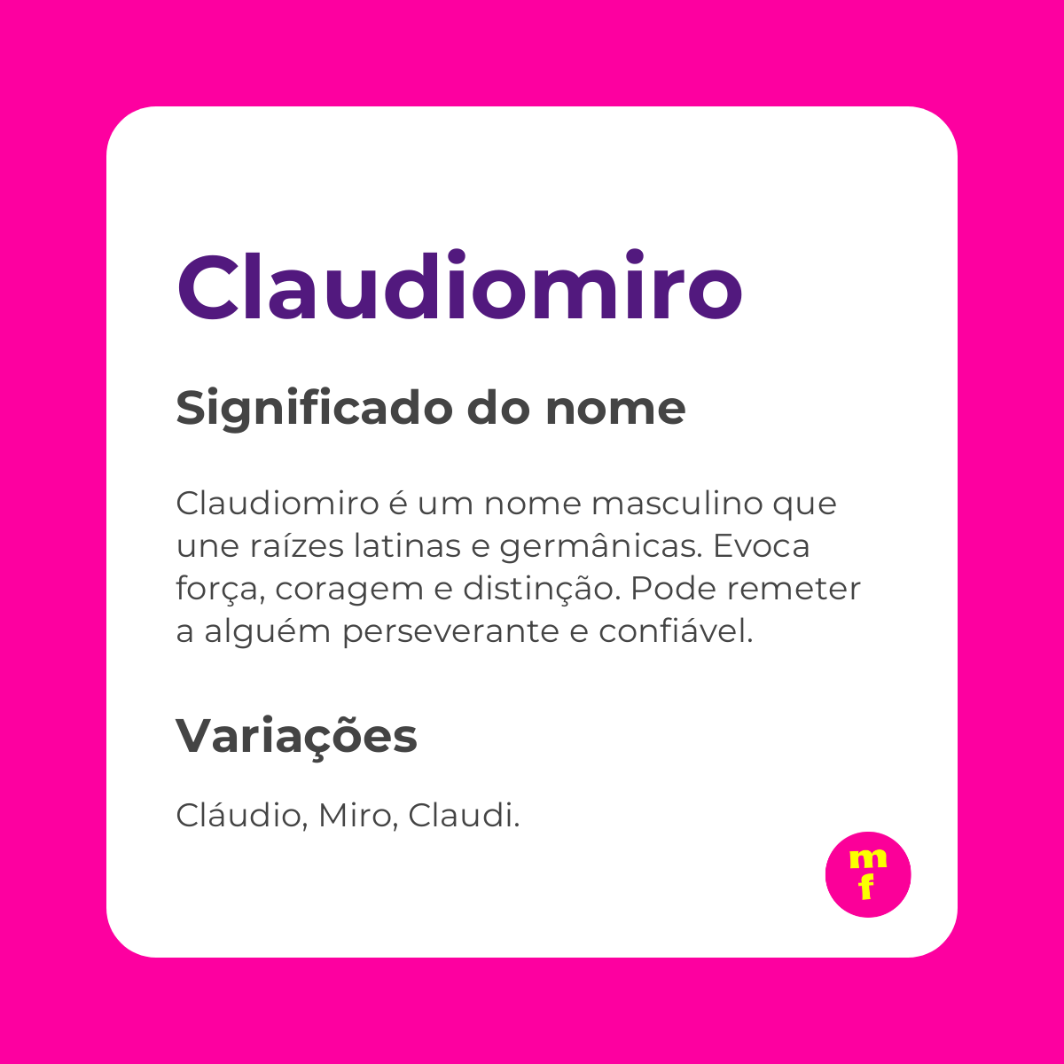 O que significa o nome Claudiomiro? Descubra a origem, curiosidades e personalidade