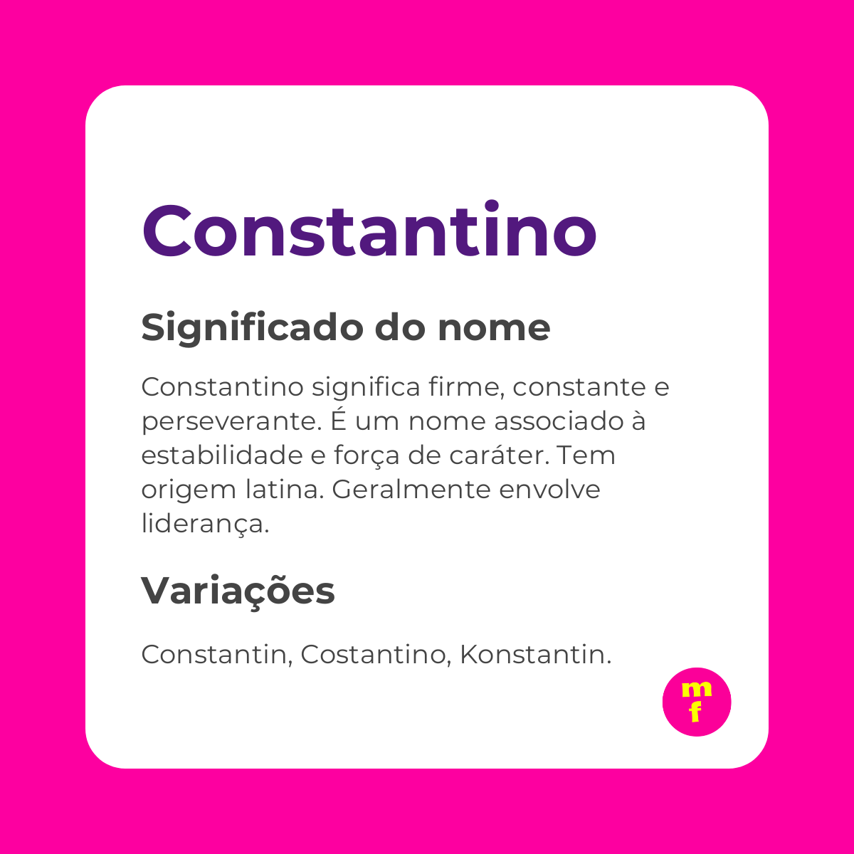 O que significa o nome Constantino?