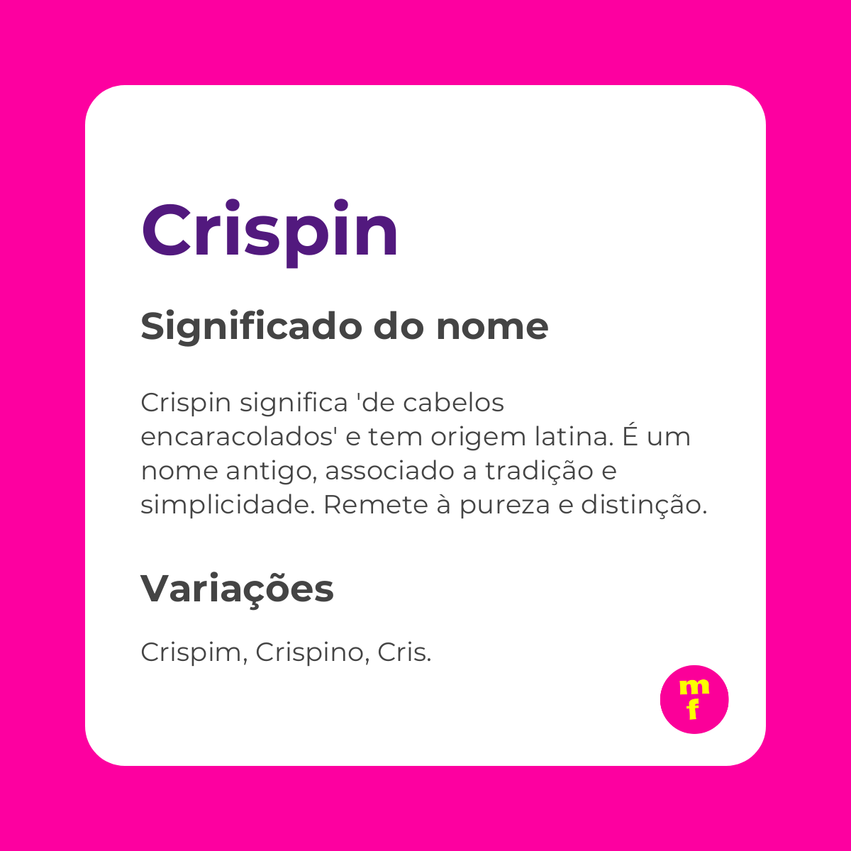O que significa o nome Crispin?
