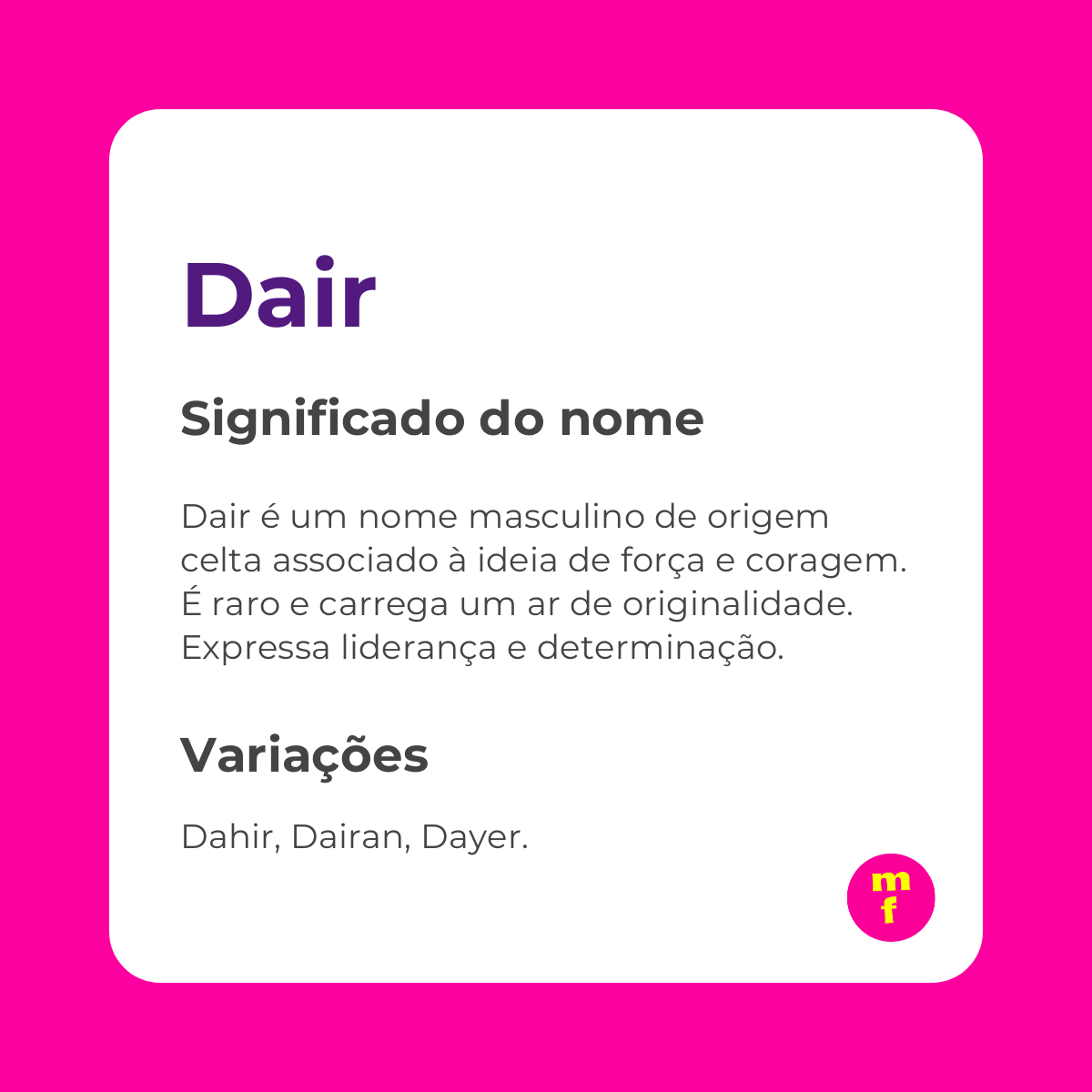 O que significa o nome Dair? Descubra a origem, história e curiosidades
