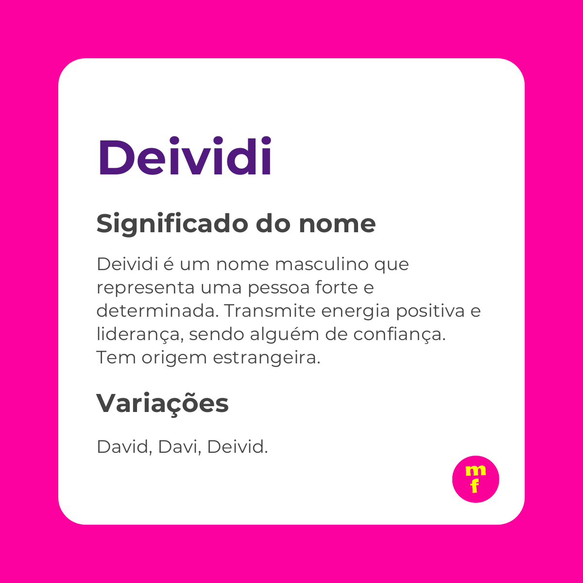 O que significa o nome Deividi?