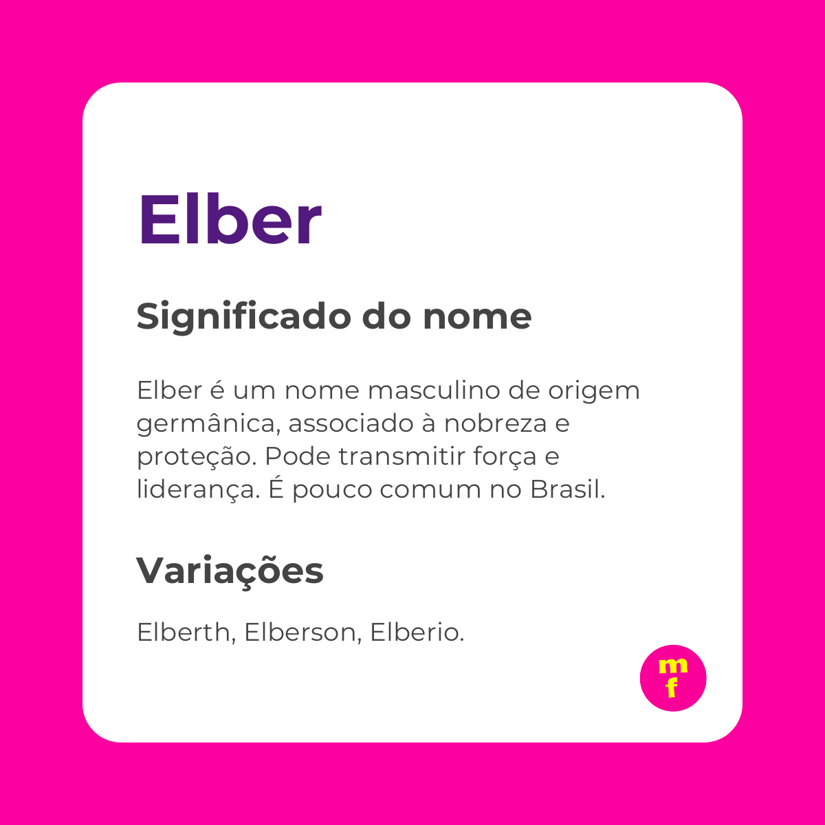 O que significa o nome Elber?