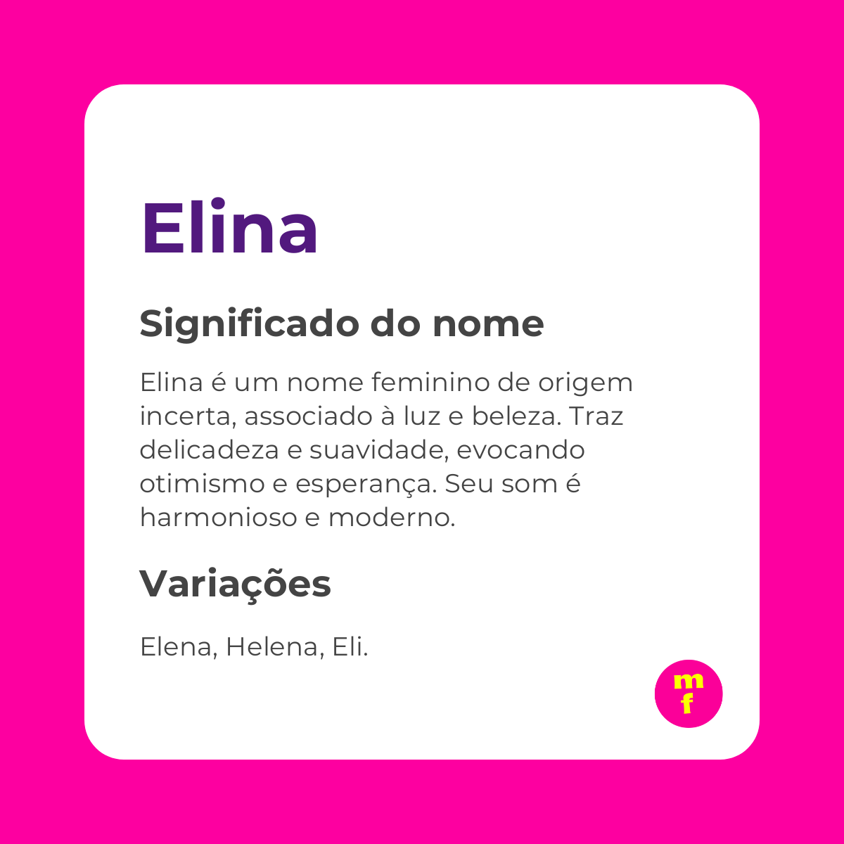 O que significa o nome Elina?