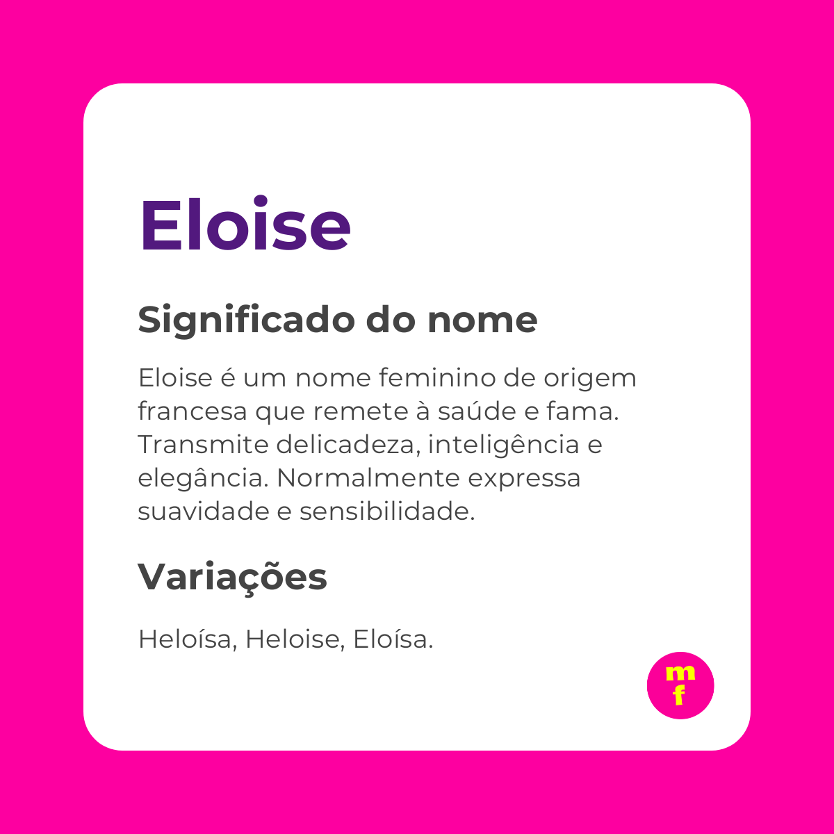 O que significa o nome Eloise?