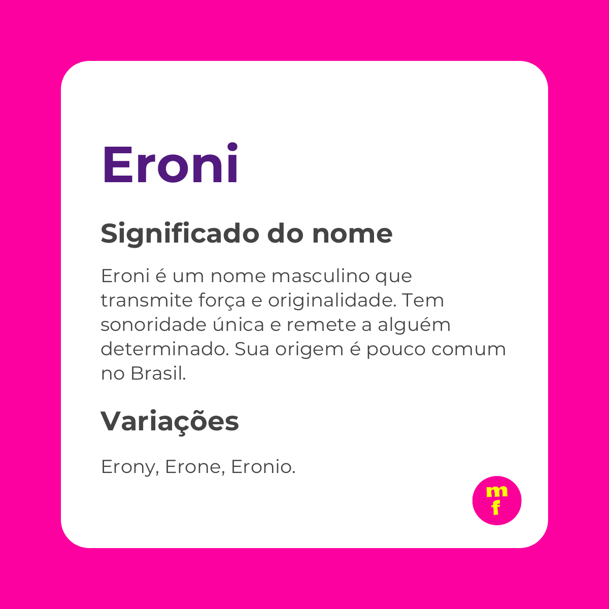 O que significa o nome Eroni?