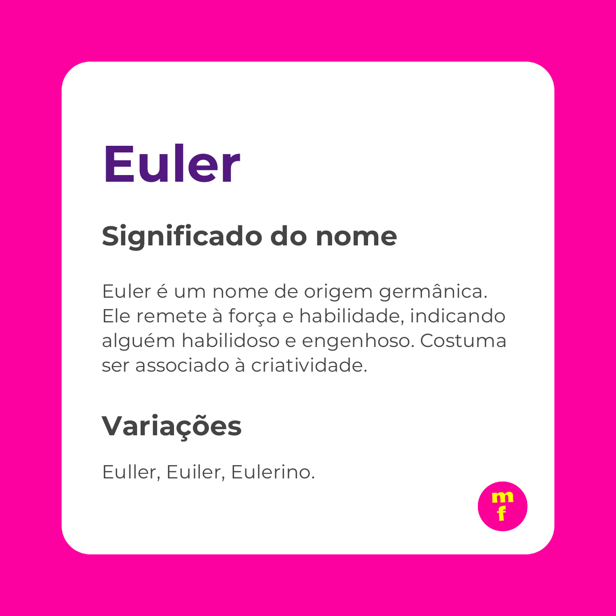 O que significa o nome Euler?