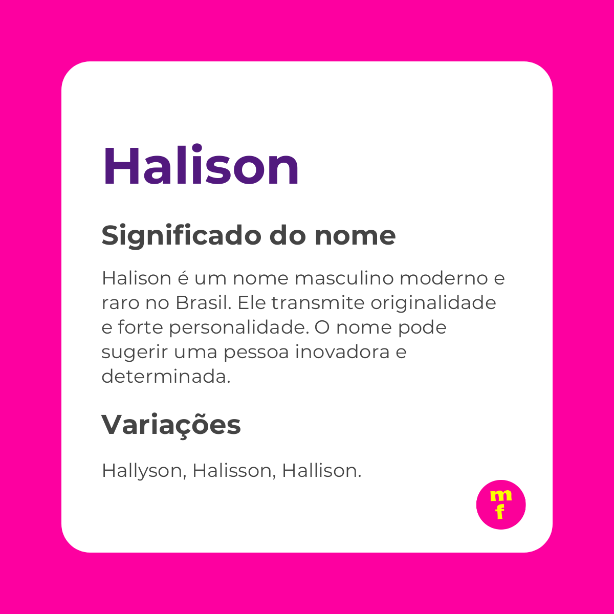 O que significa o nome Halison?