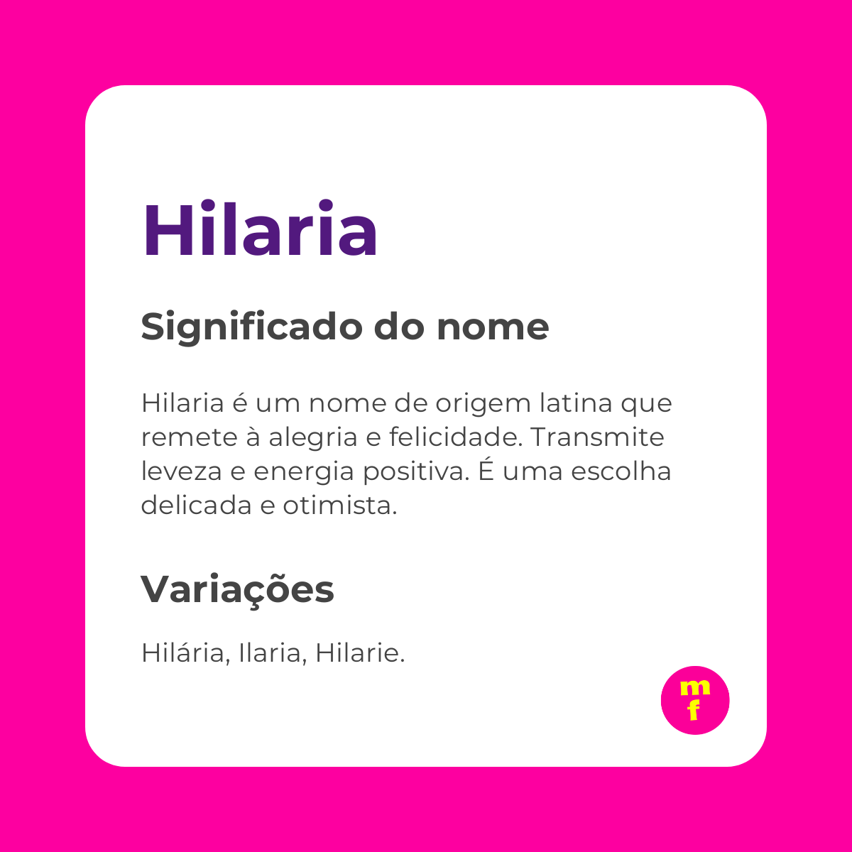 O que significa o nome Hilaria?
