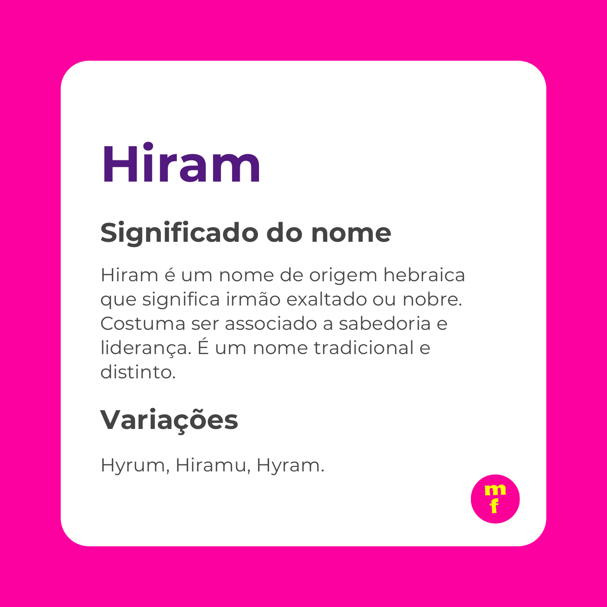 O que significa o nome Hiram? Descubra a origem, história e curiosidades