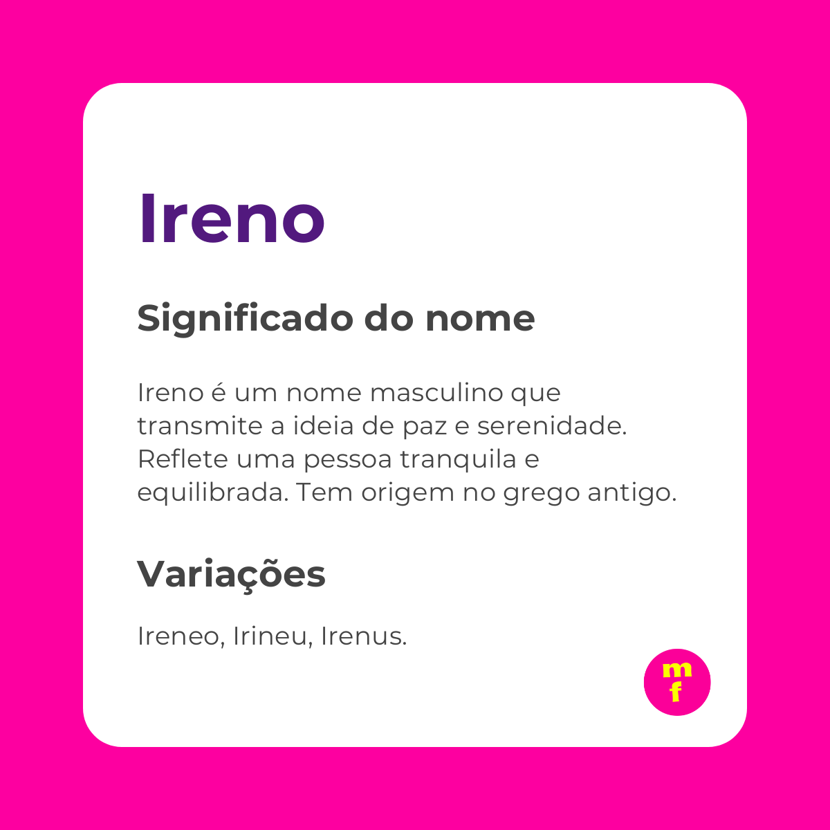 O que significa o nome Ireno?