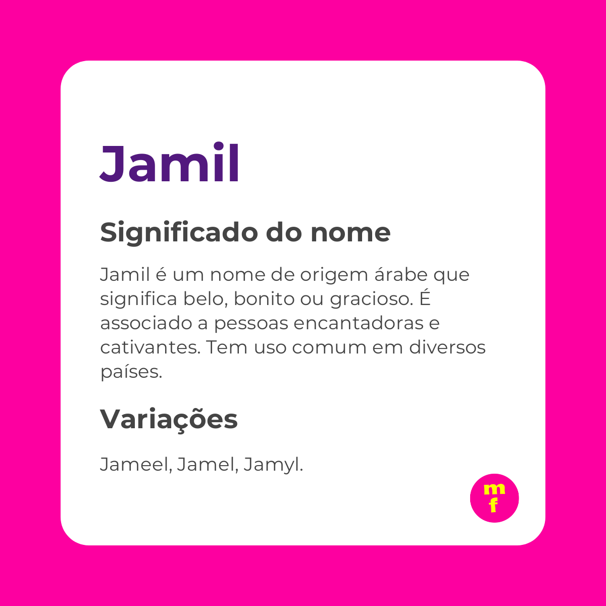O que significa o nome Jamil? Origem, história e curiosidades