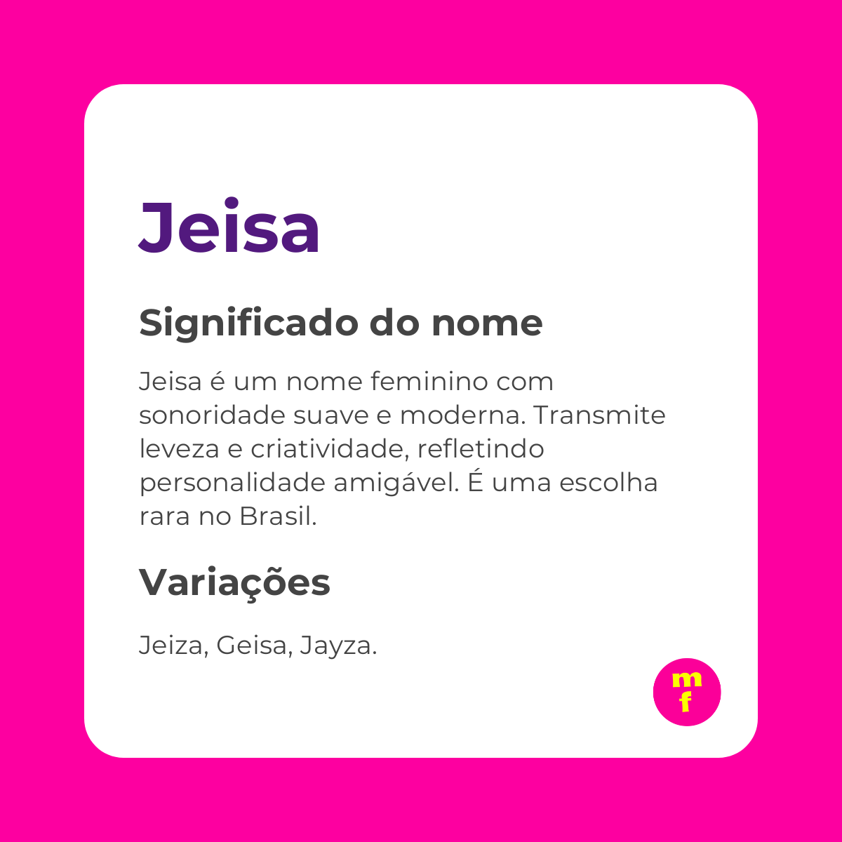 O que significa o nome Jeisa?