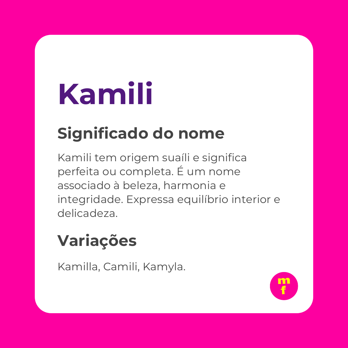 O que significa o nome Kamili? Descubra sua origem, personalidade e curiosidades