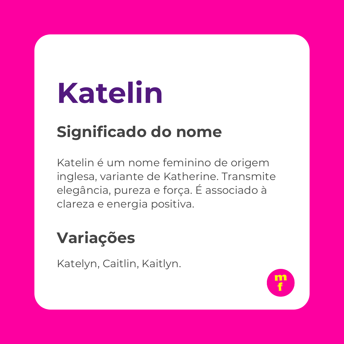 O que significa o nome Katelin?