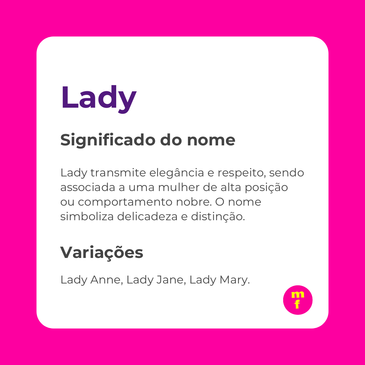 O que significa o nome Lady?