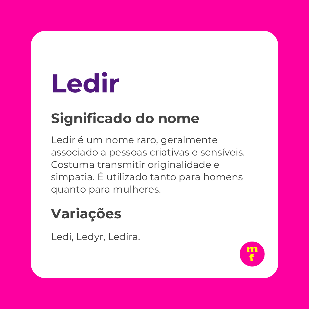 O que significa o nome Ledir?