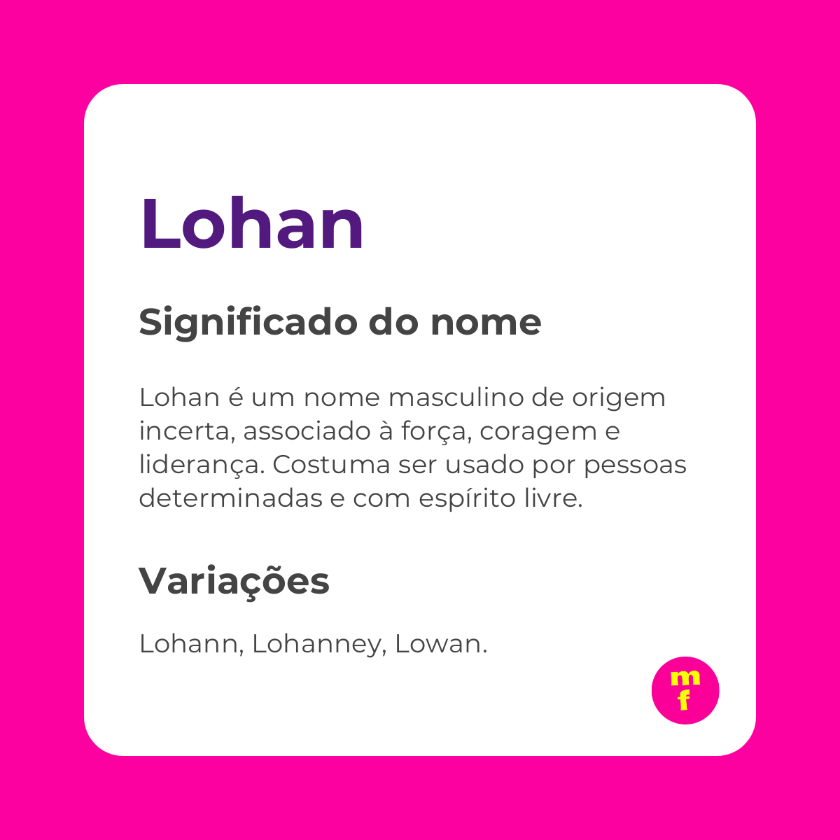 O que significa o nome Lohan?
