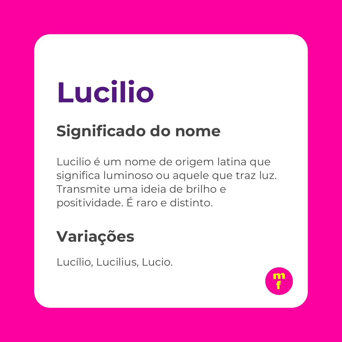 O que significa o nome Lucilio?