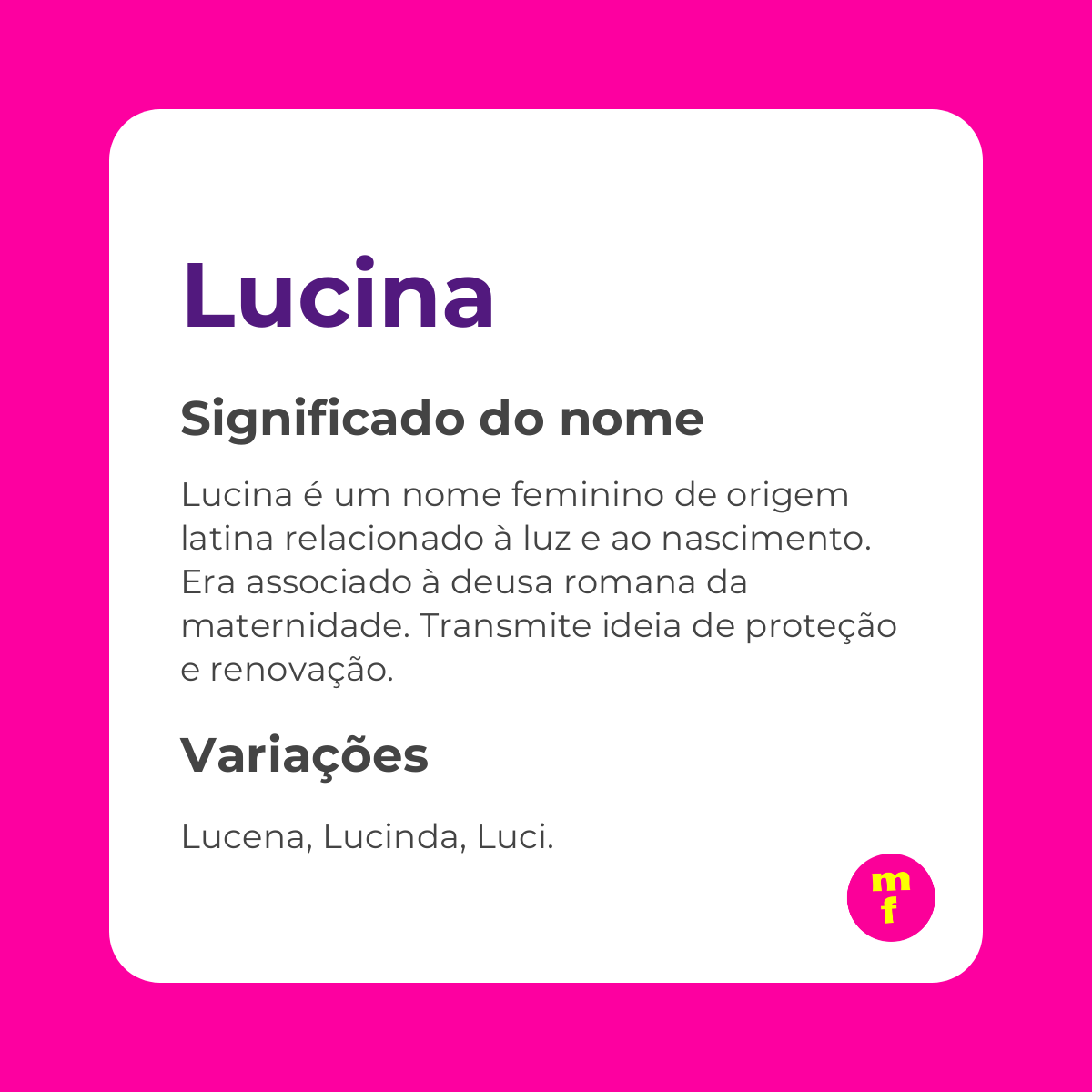 O que significa o nome Lucina?