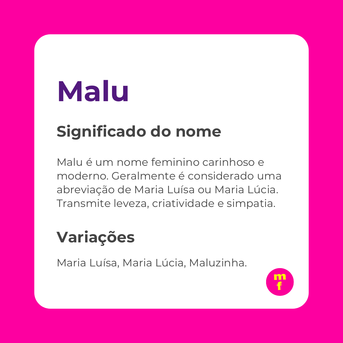 O que significa o nome Malu? Descubra a origem, personalidade e curiosidades