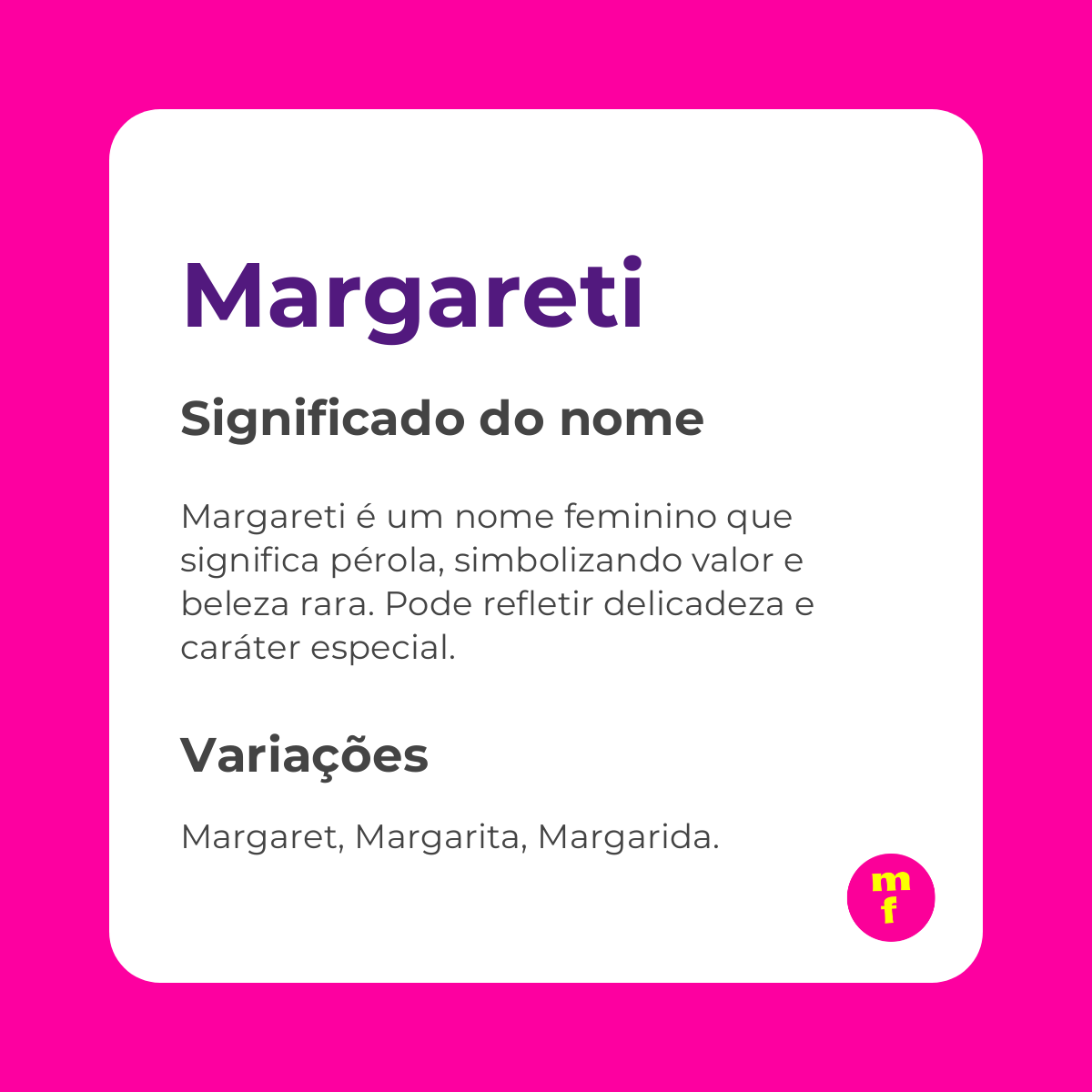 O que significa o nome Margareti?