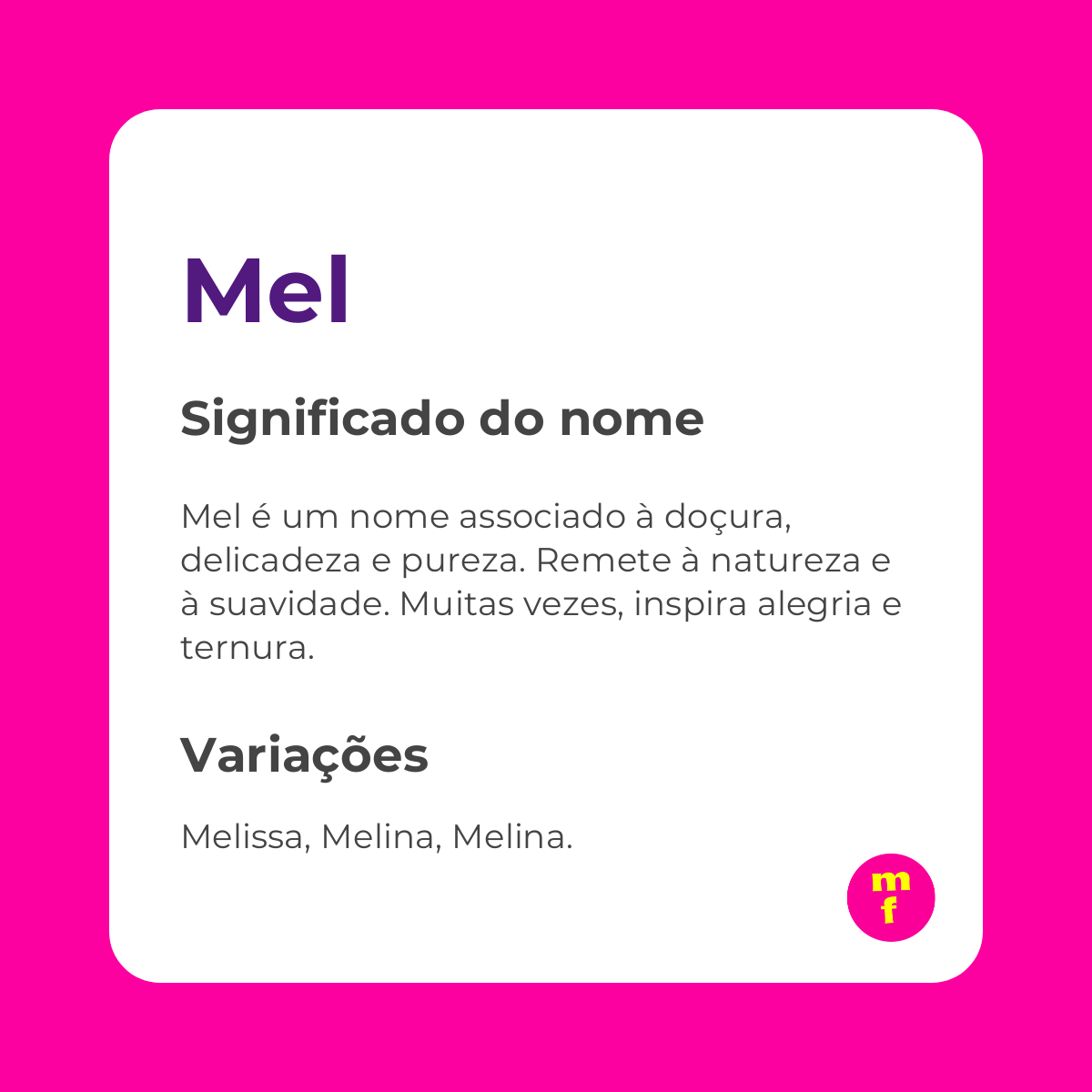 O que significa o nome Mel? Descubra origem, história e curiosidades