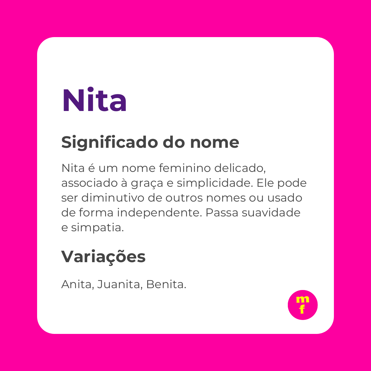 O que significa o nome Nita?