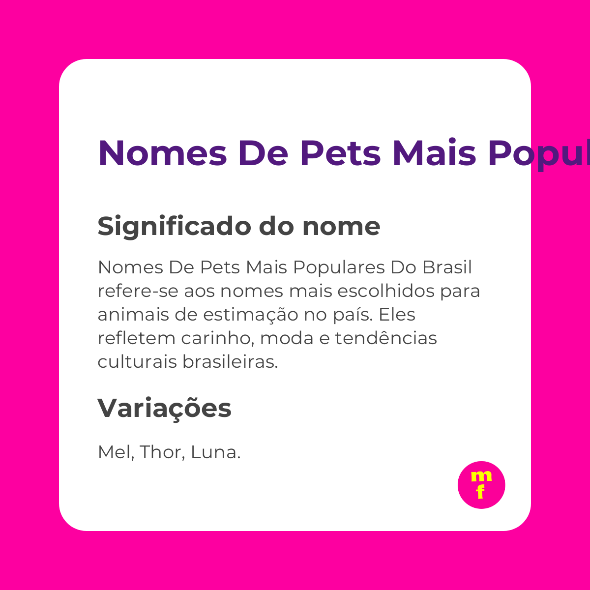 Nomes de pets mais populares do Brasil: levantamento revela os favoritos de 2026