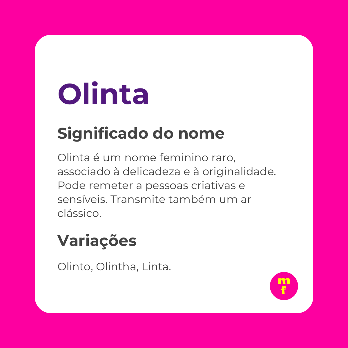 O que significa o nome Olinta? Descubra sua origem, história e curiosidades