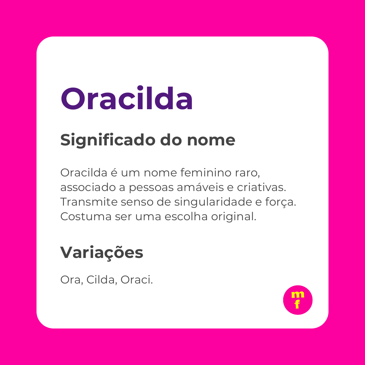 O que significa o nome Oracilda? Descubra a origem, história e curiosidades