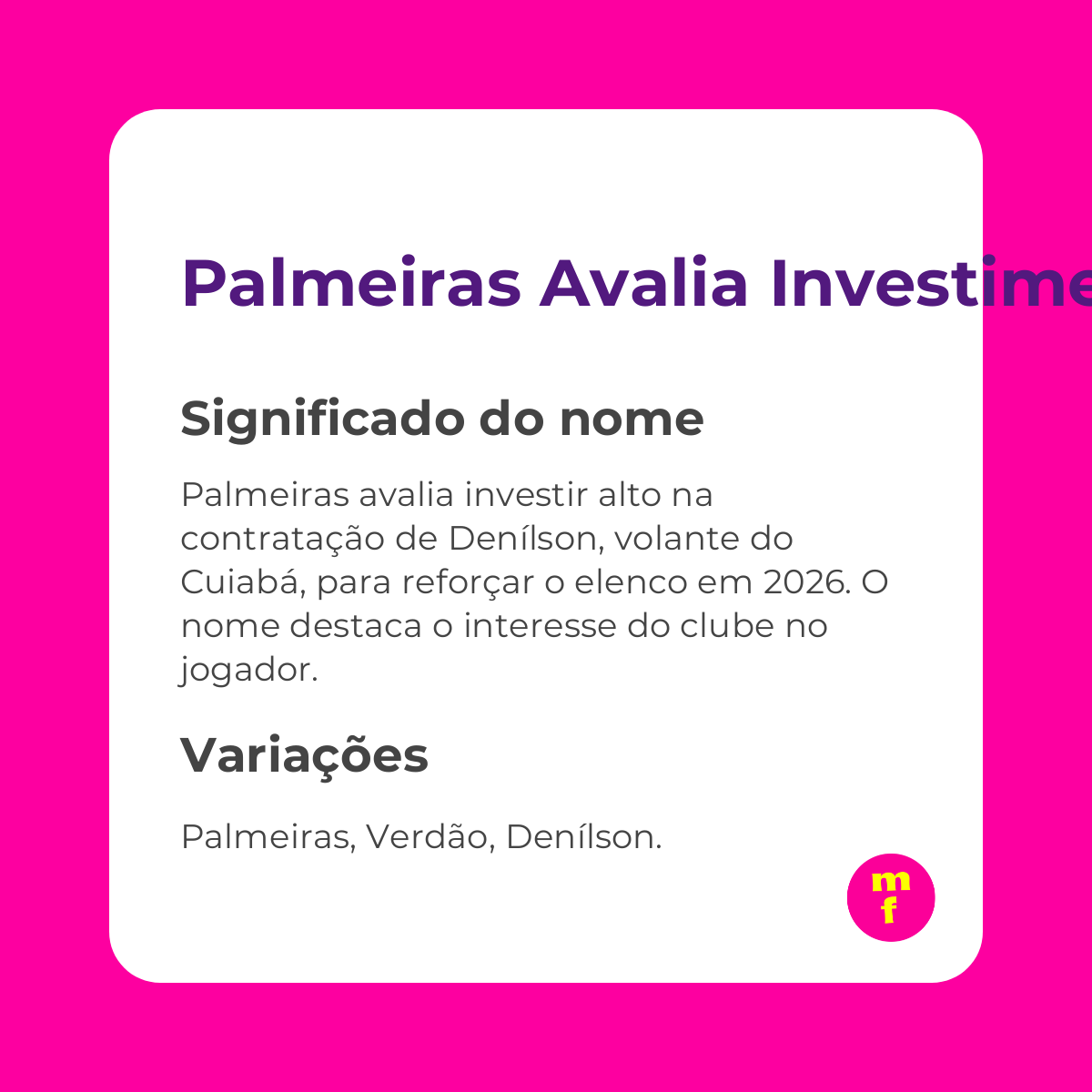 Palmeiras avalia investimento milionário por Denílson, volante do Cuiabá, para 2026