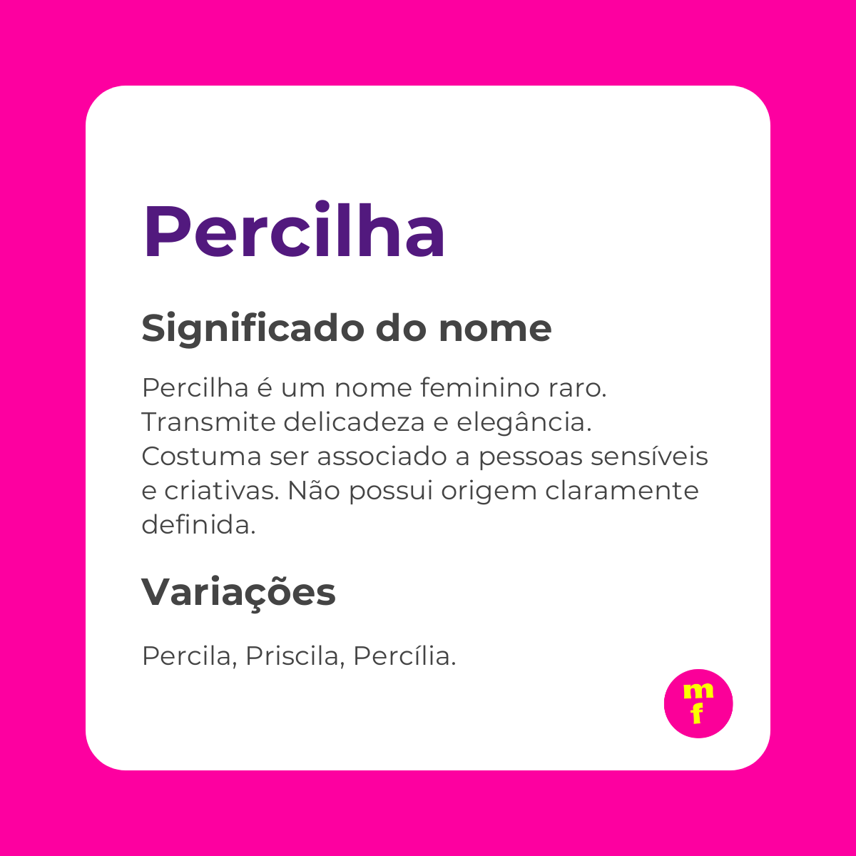 O que significa o nome Percilha? Descubra origem, curiosidades e personalidade do nome