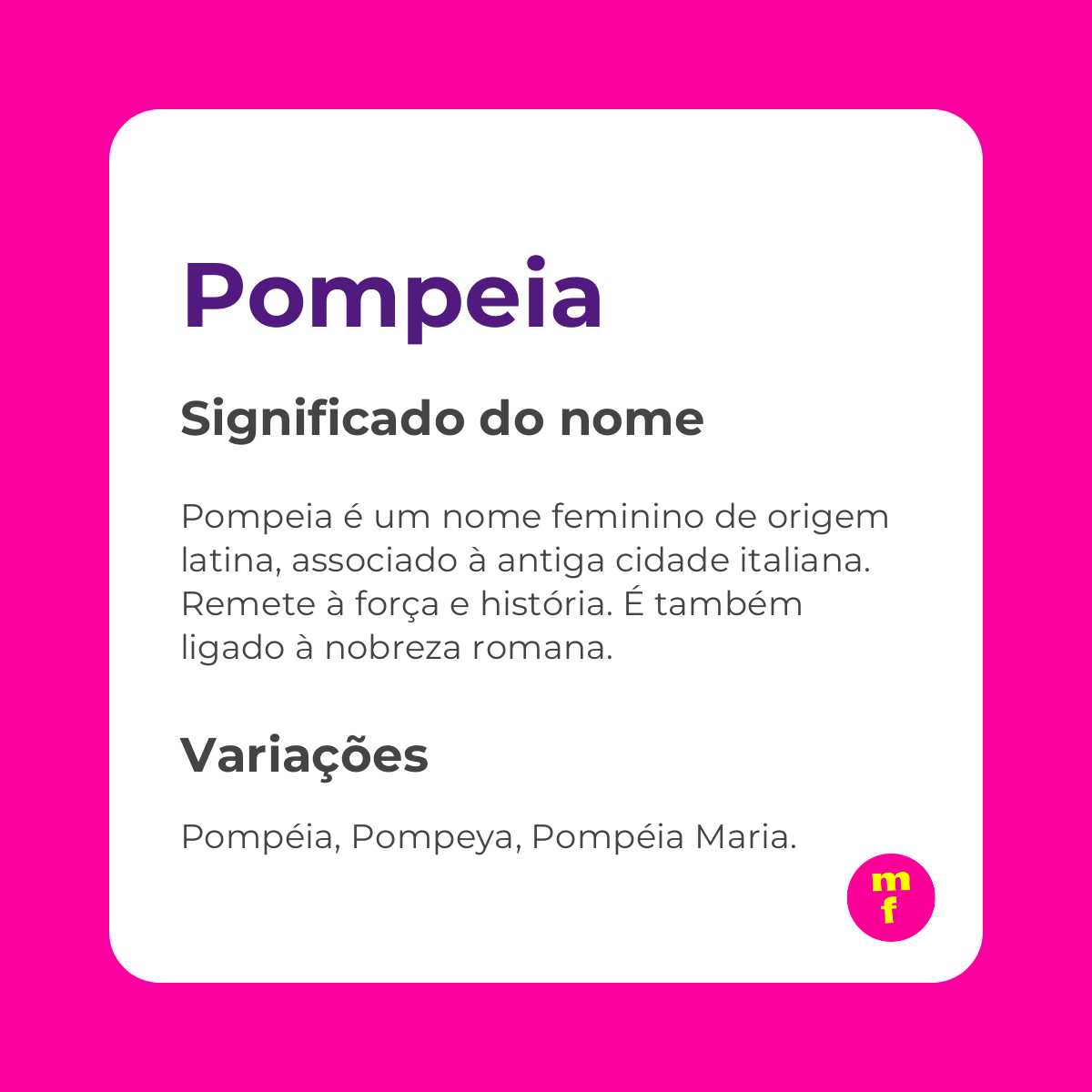 O que significa o nome Pompeia?