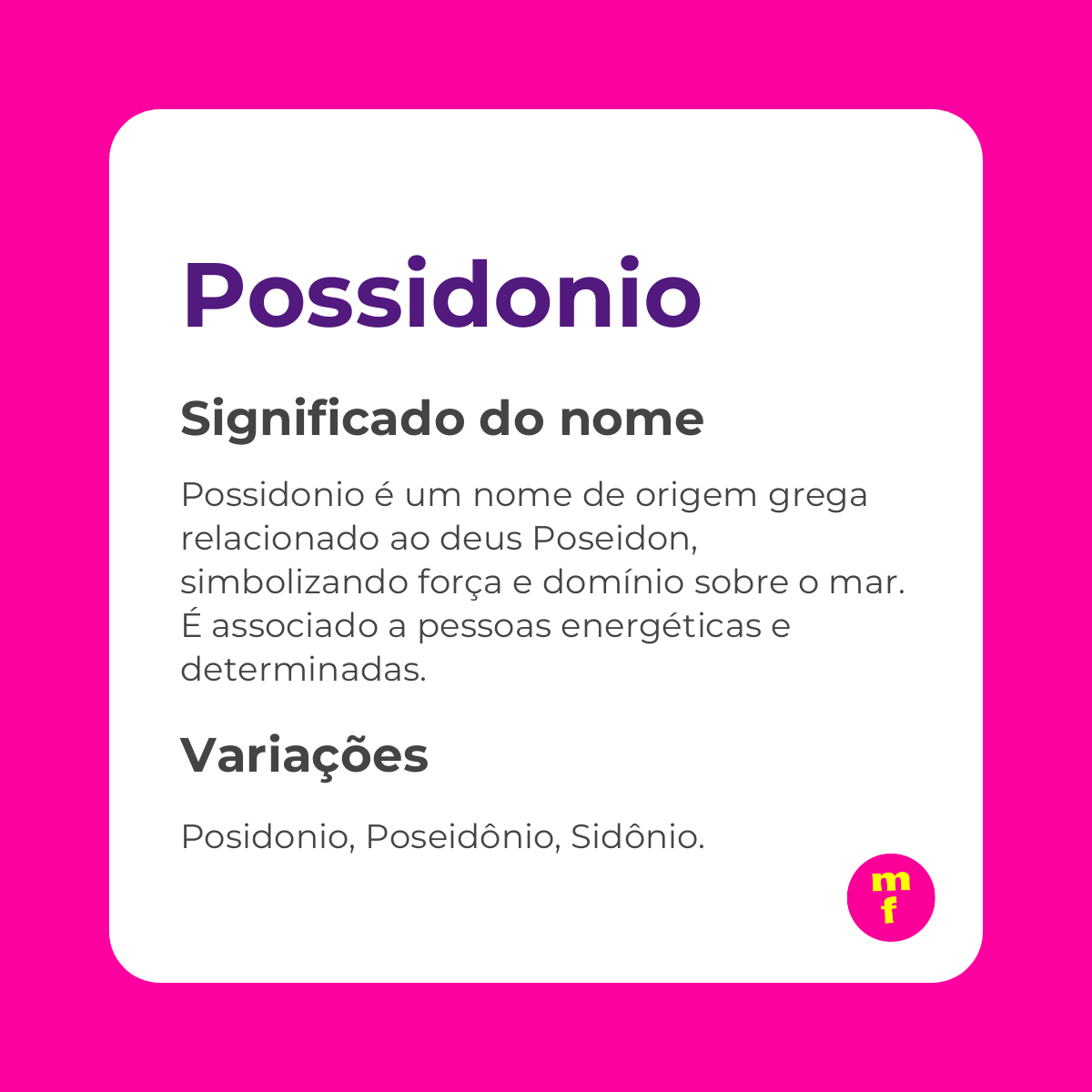 O que significa o nome Possidonio?