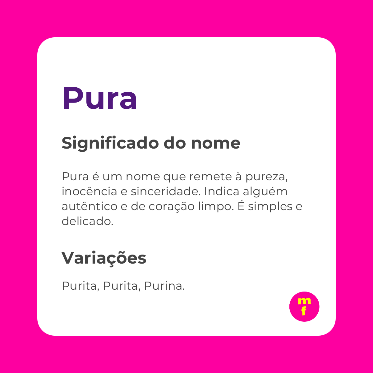 O que significa o nome Pura?