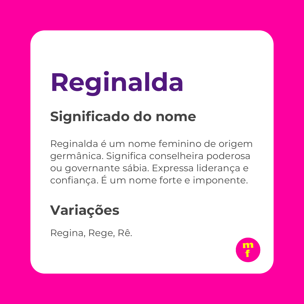 O que significa o nome Reginalda? Descubra a história, origem e curiosidades