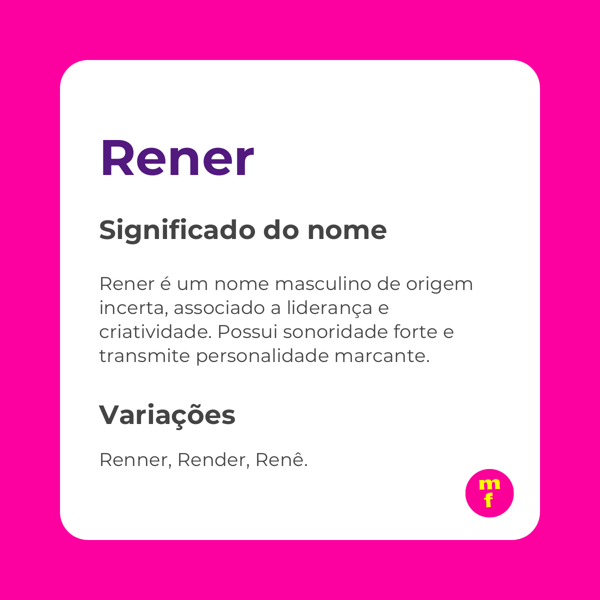 O que significa o nome Rener?
