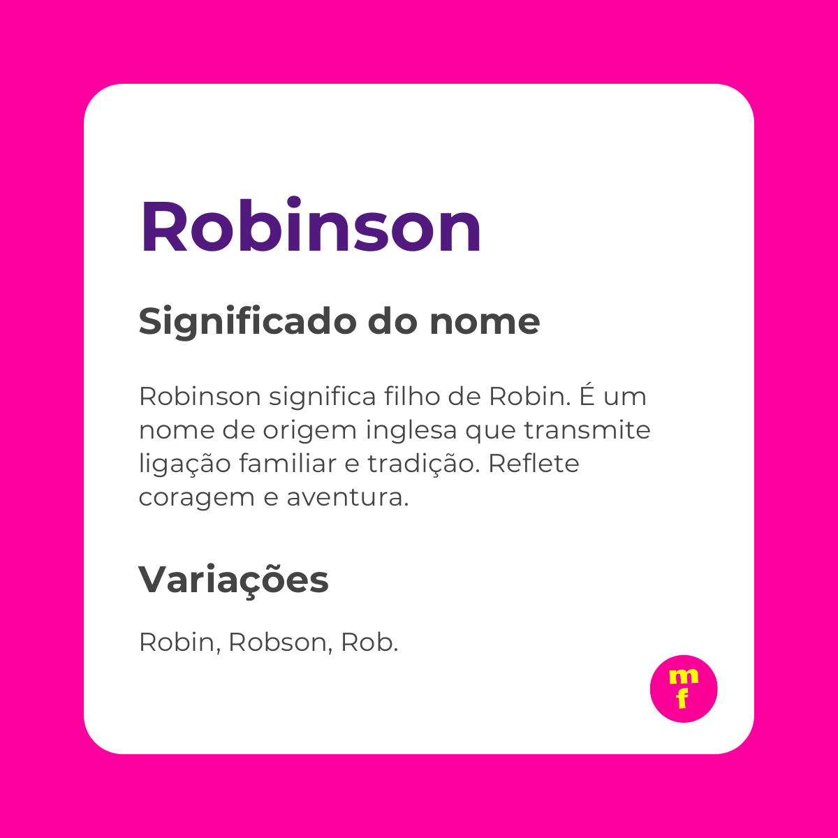 O que significa o nome Robinson? Descubra a origem, curiosidades e personalidade
