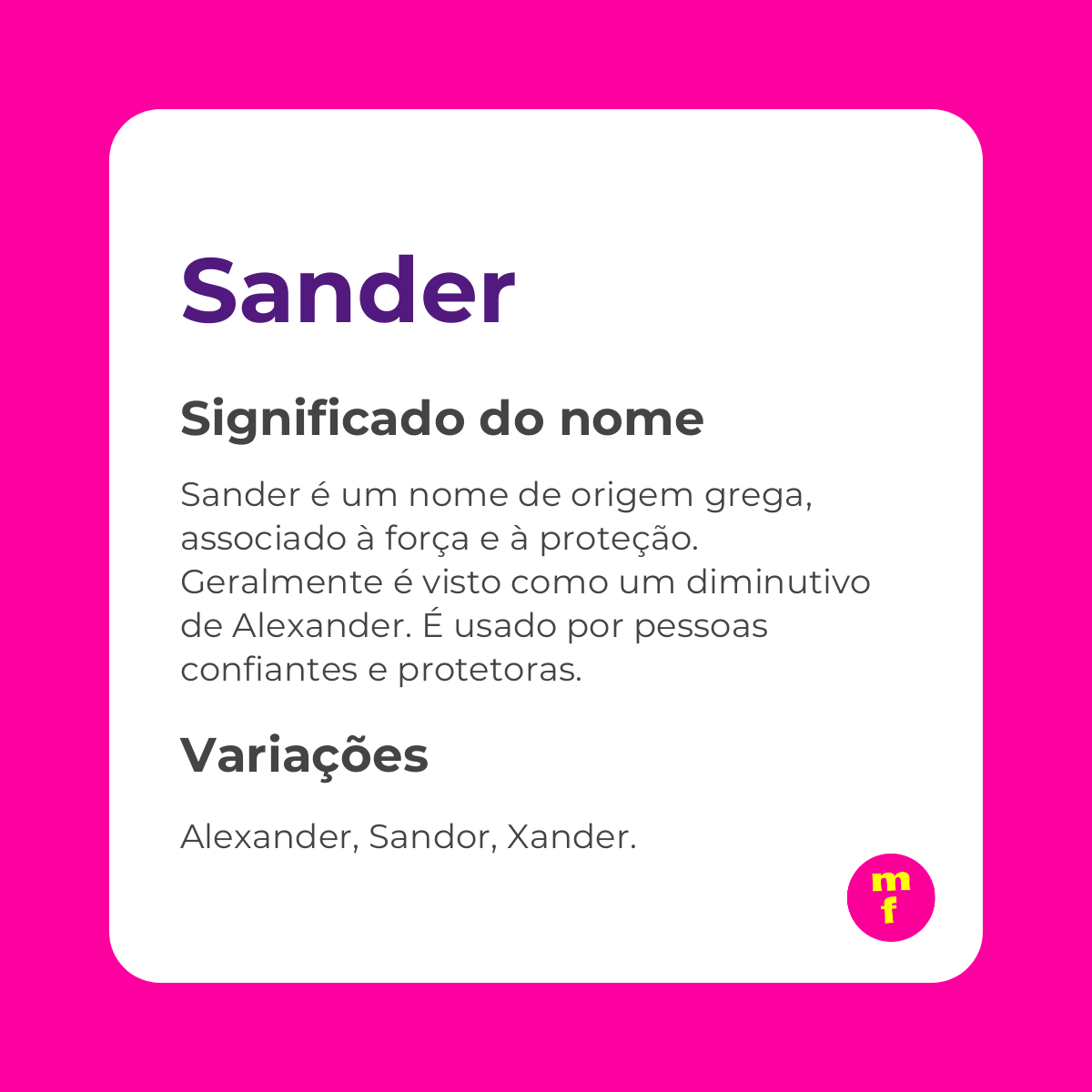 O que significa o nome Sander?